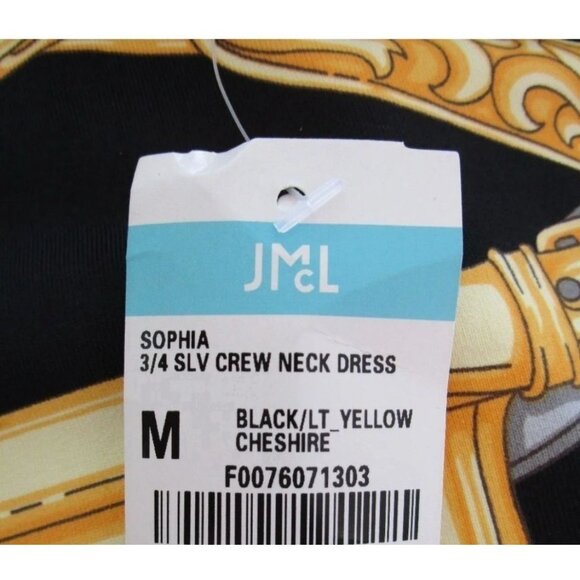 J. McLaughlin Sophia Dress Women's Size Small Black Light Yellow Cheshire Horse - Picture 8 of 9